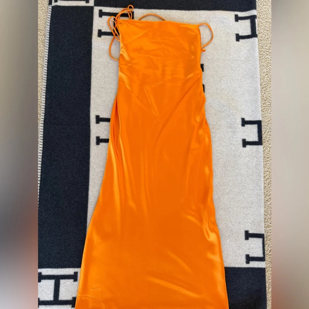 Bec and Bridge lace up midi dress in Orange - Picture 3 of 5